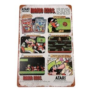 Mario Bros. Retro Arcade Game Metal Sign